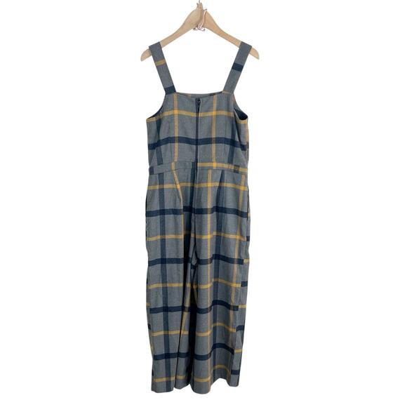 ModCloth Plaid Sleeveless Cropped Leg Jumpsuit Gray, Navy, Yellow Size XS - Picture 4 of 9